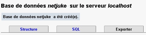 Base de données netjuke sur le serveur localost